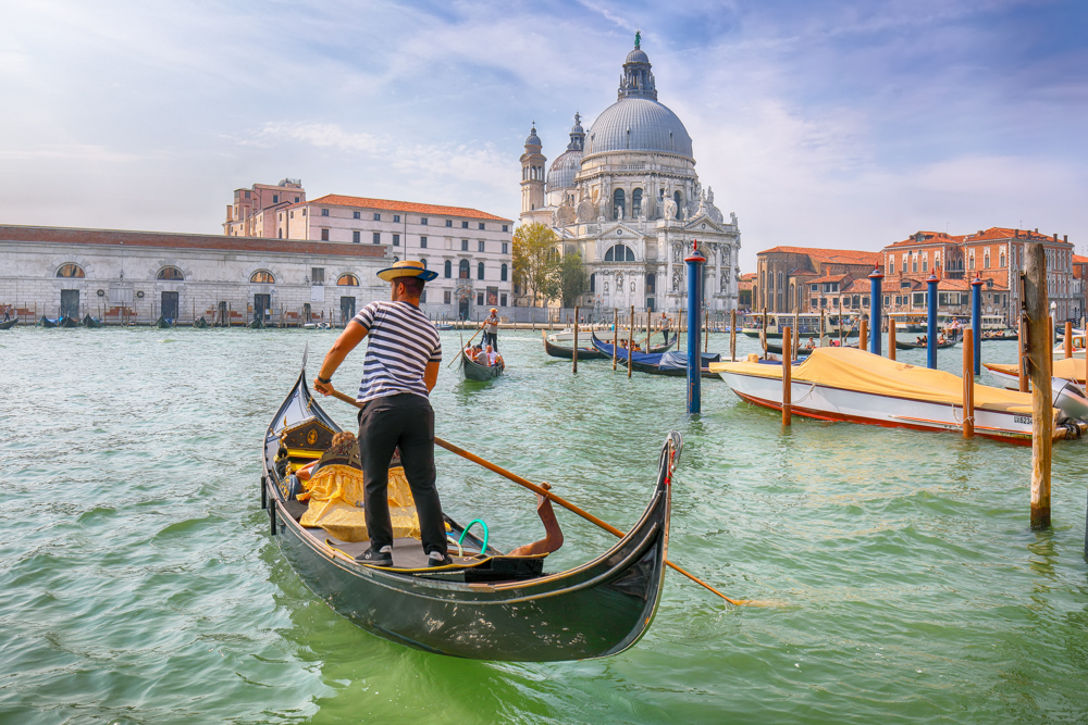 Fabulous morning cityscape of Venice with famous Canal Grande an